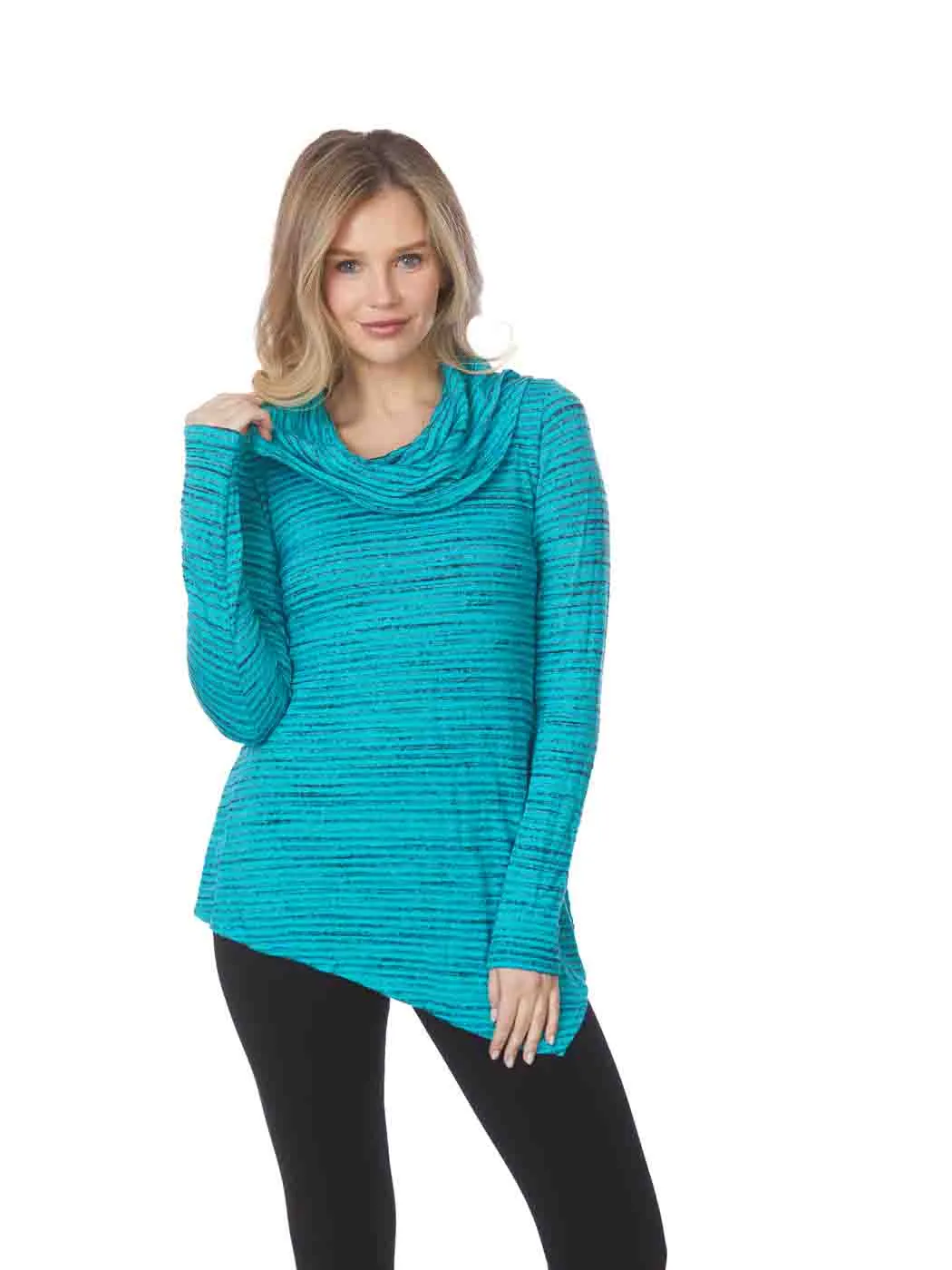 Tianello Pique Knit Jersey Jacquard "Toni Cowl Tunic"