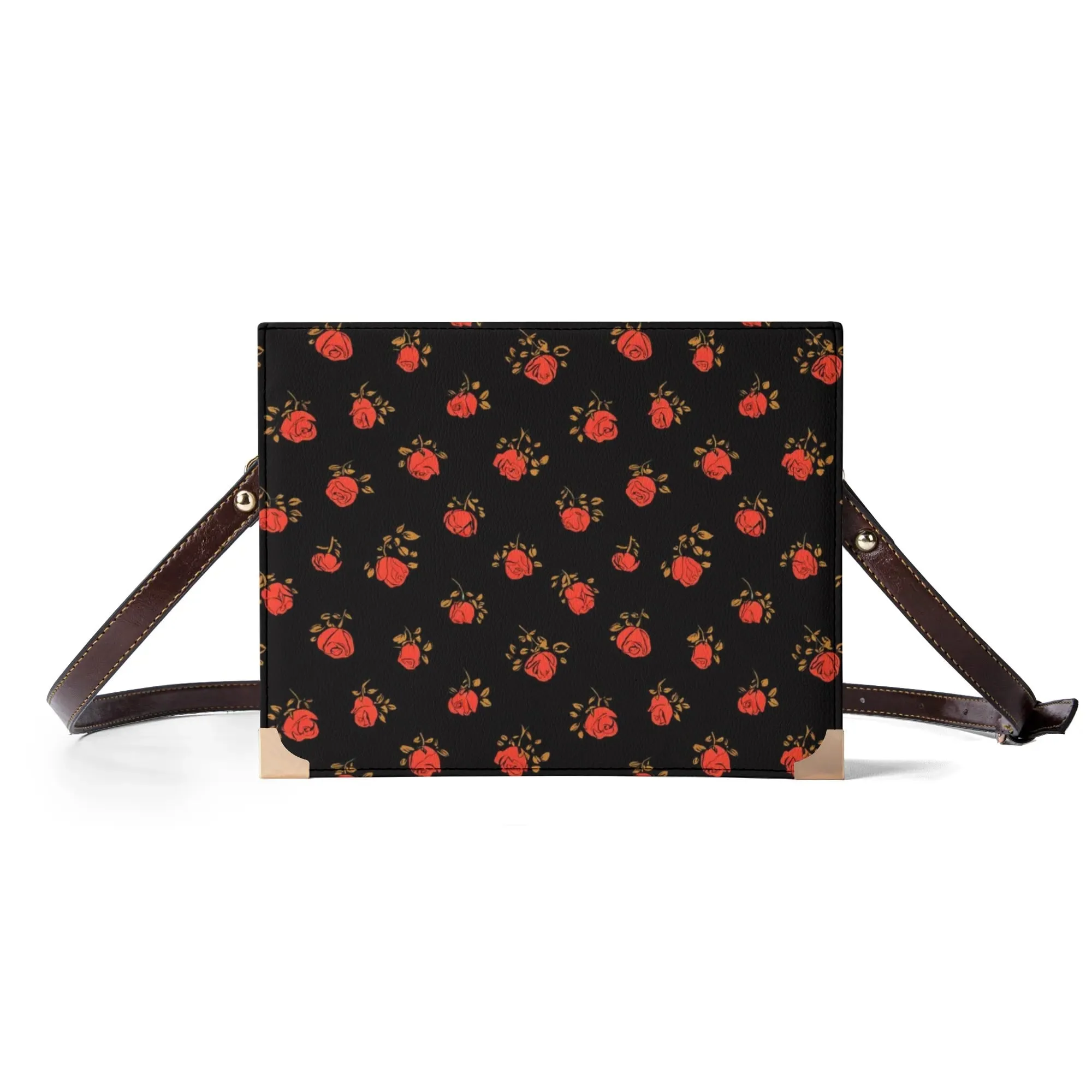 Vampire Art Dark Academia Book Cover Crossbody Bag - Goth Crimson Roses