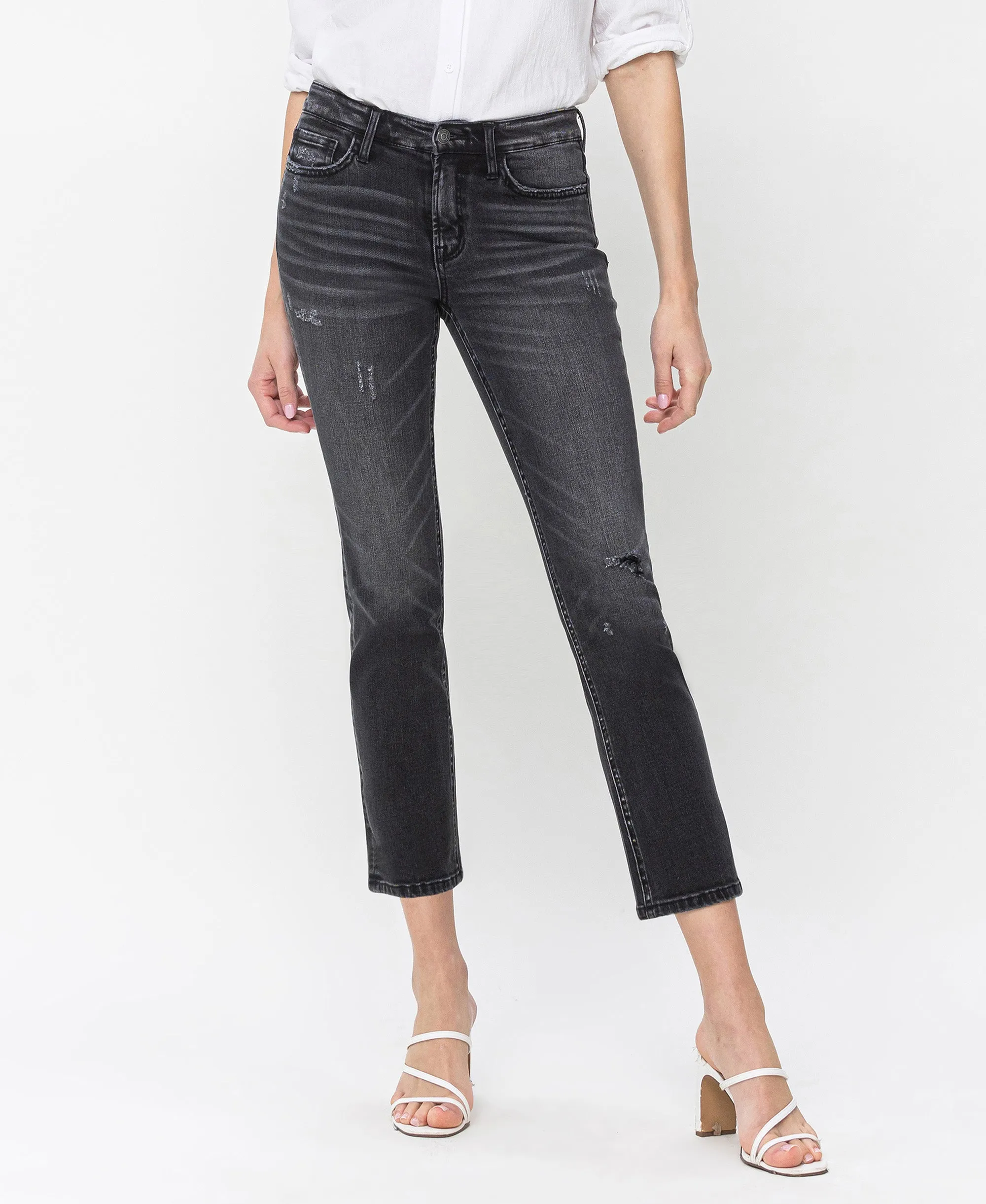 Wholeheartedly - Mid Rise Ankle Slim Straight Jeans