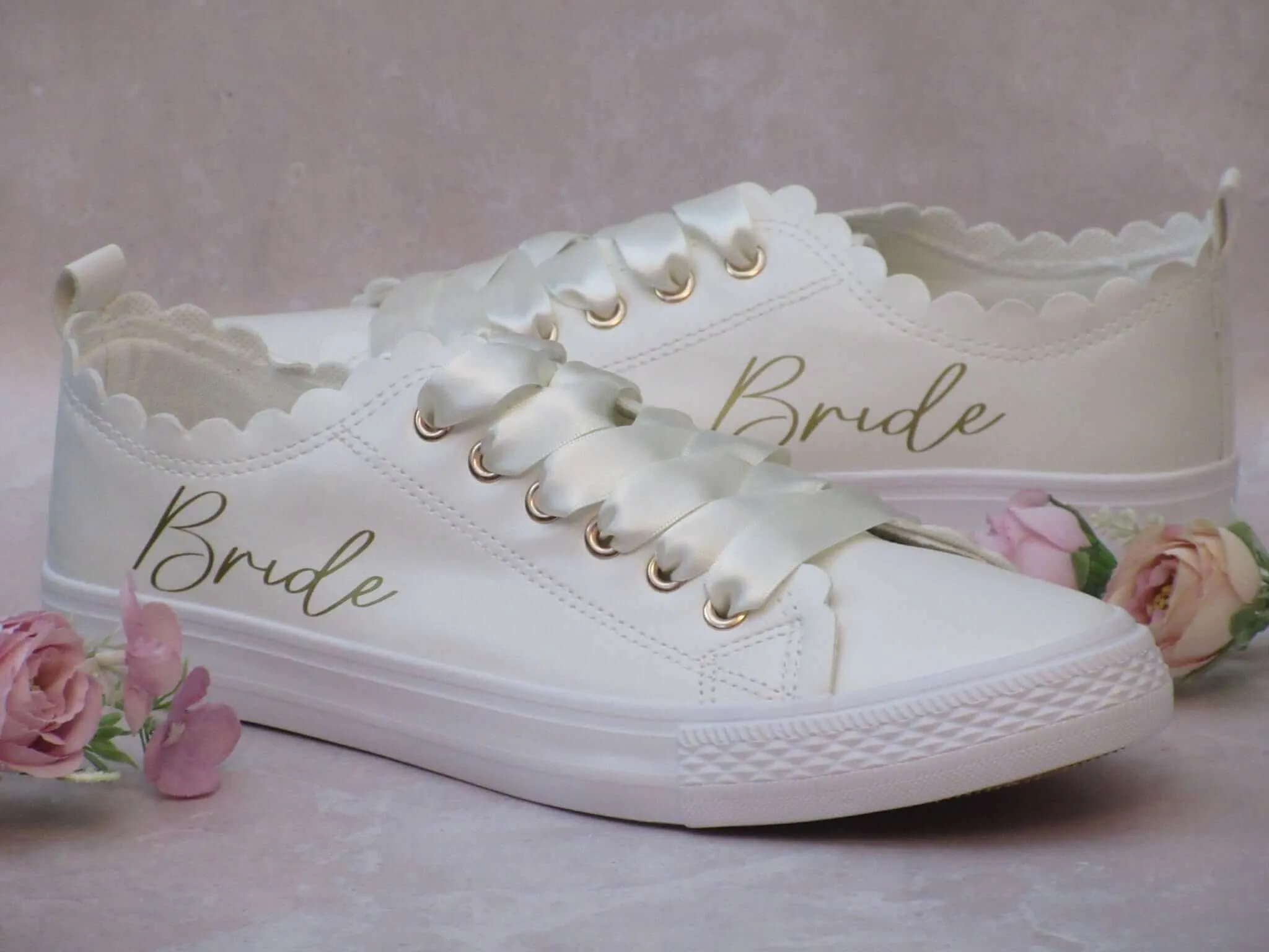 Wide Fit Scallop Edge Wedding Trainers