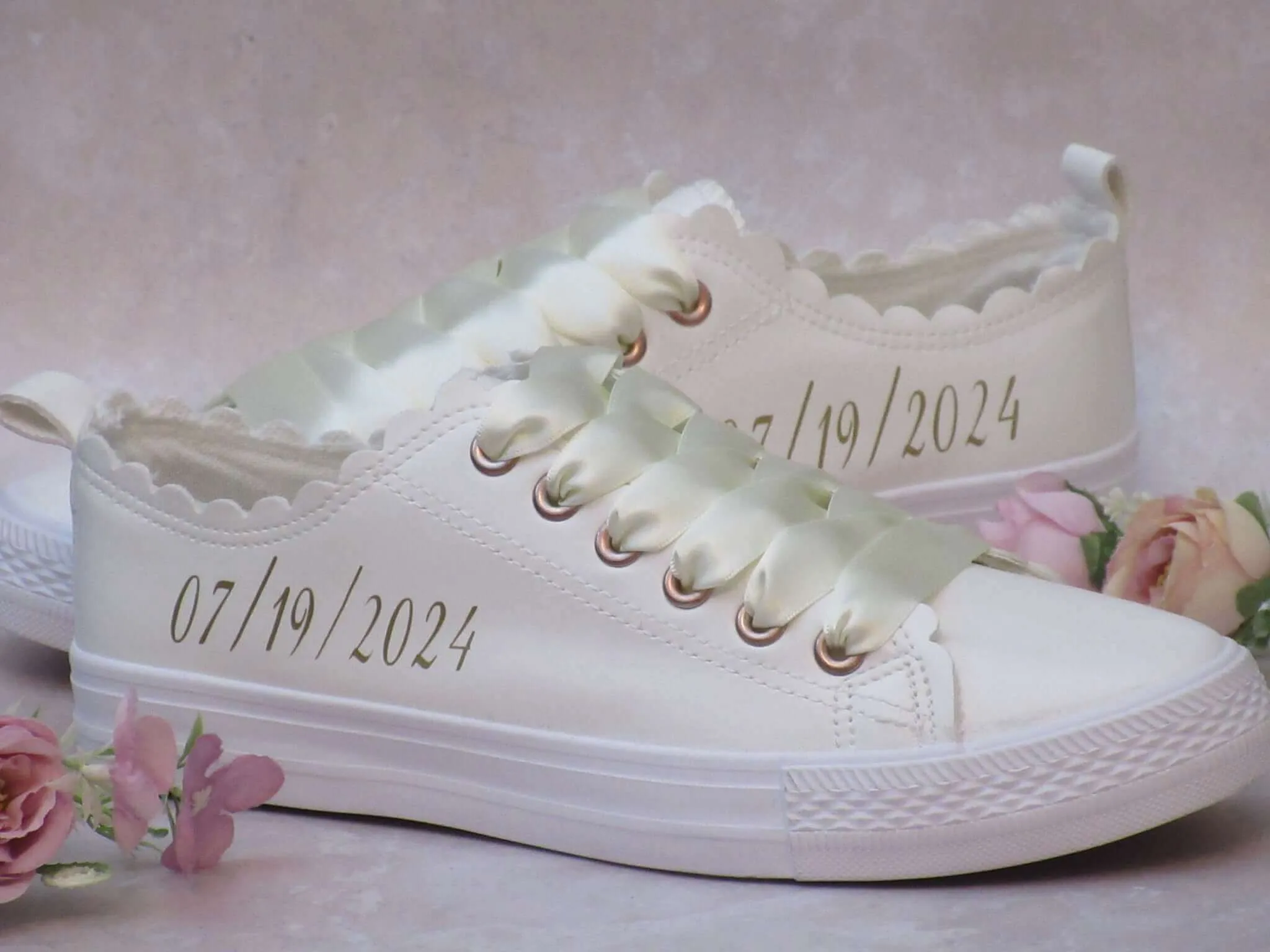 Wide Fit Scallop Edge Wedding Trainers