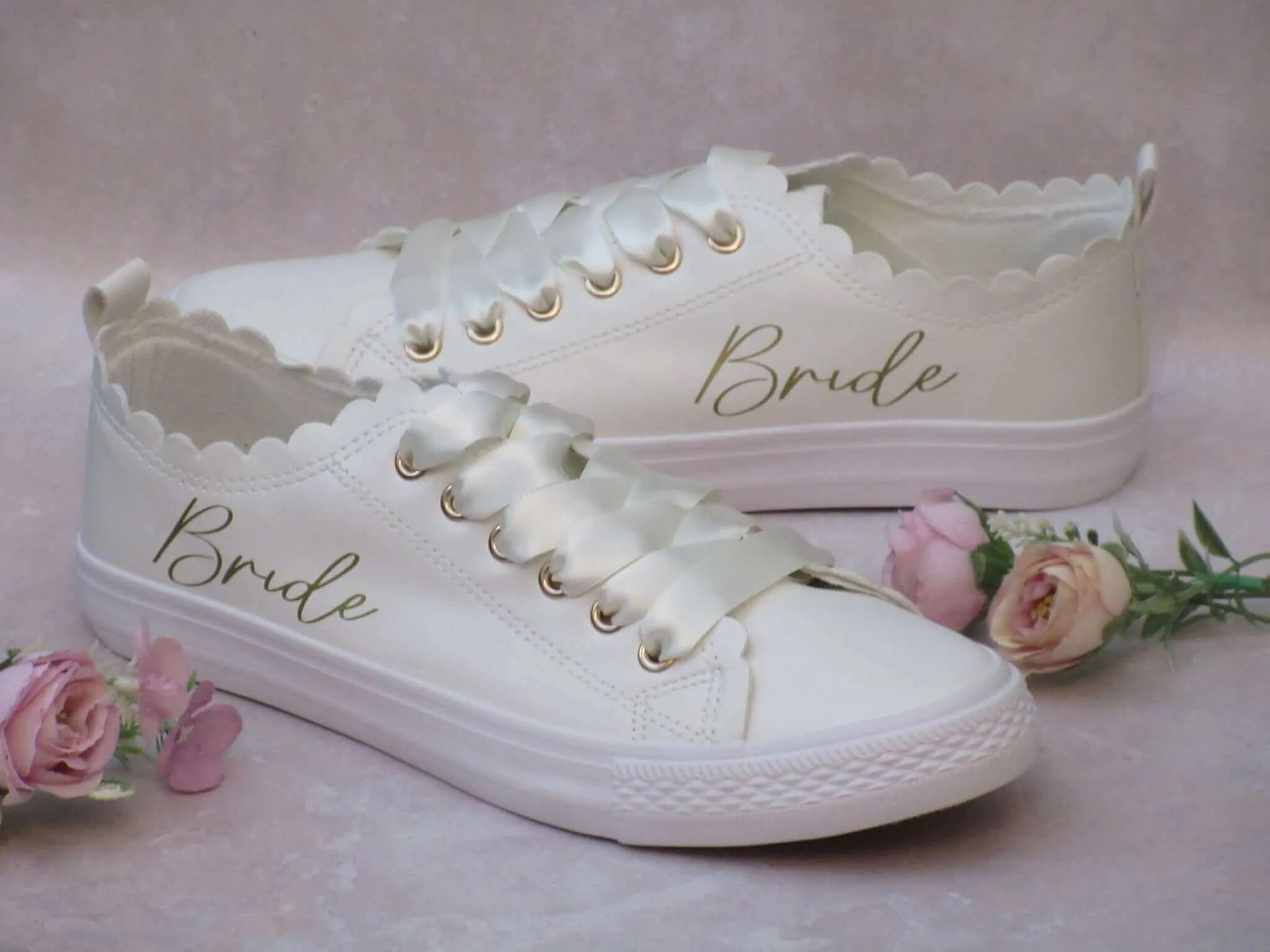 Wide Fit Scallop Edge Wedding Trainers