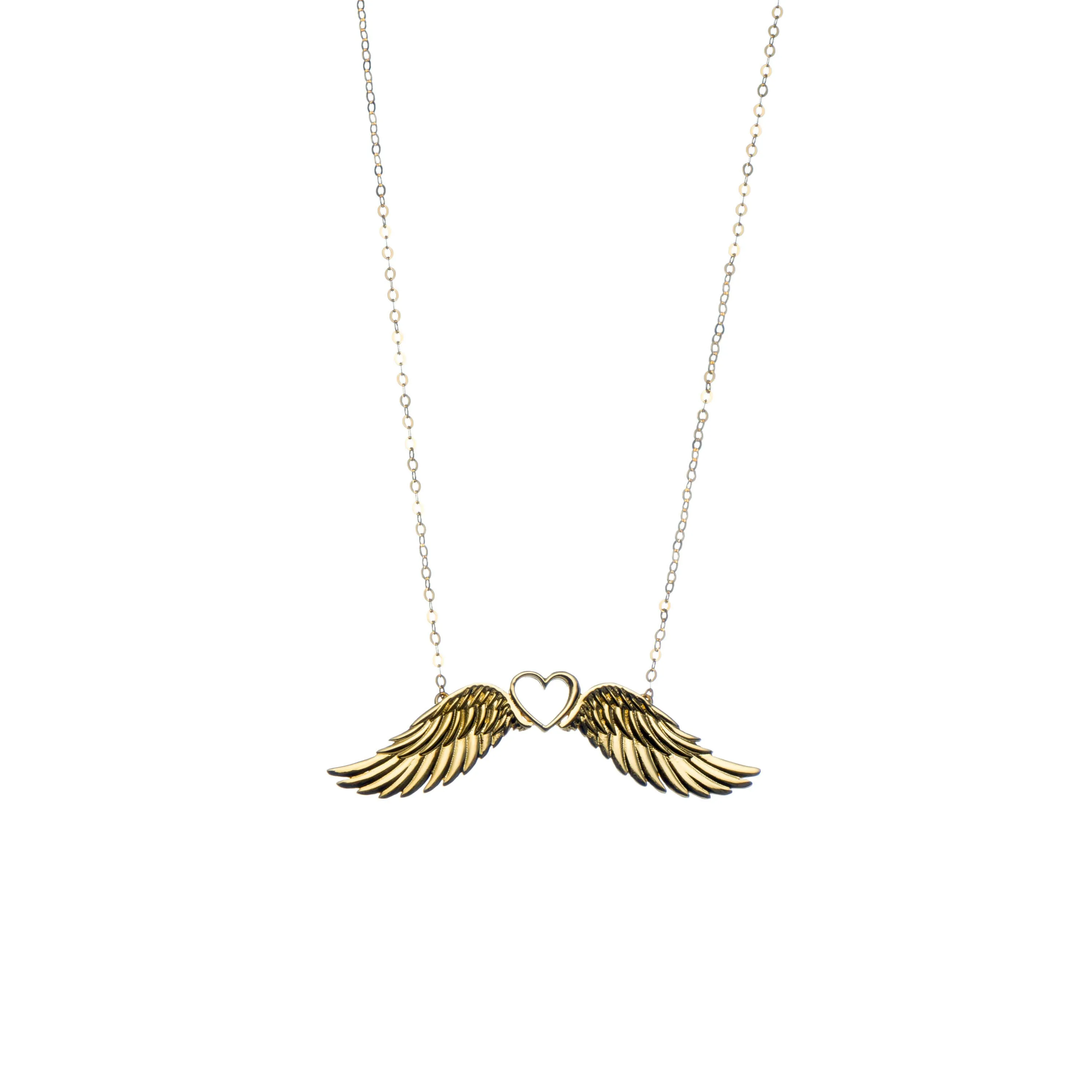 Winged heart - chain necklace - silver 925 - unisex - gold plated