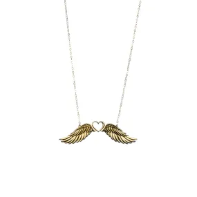 Winged heart - chain necklace - silver 925 - unisex - gold plated