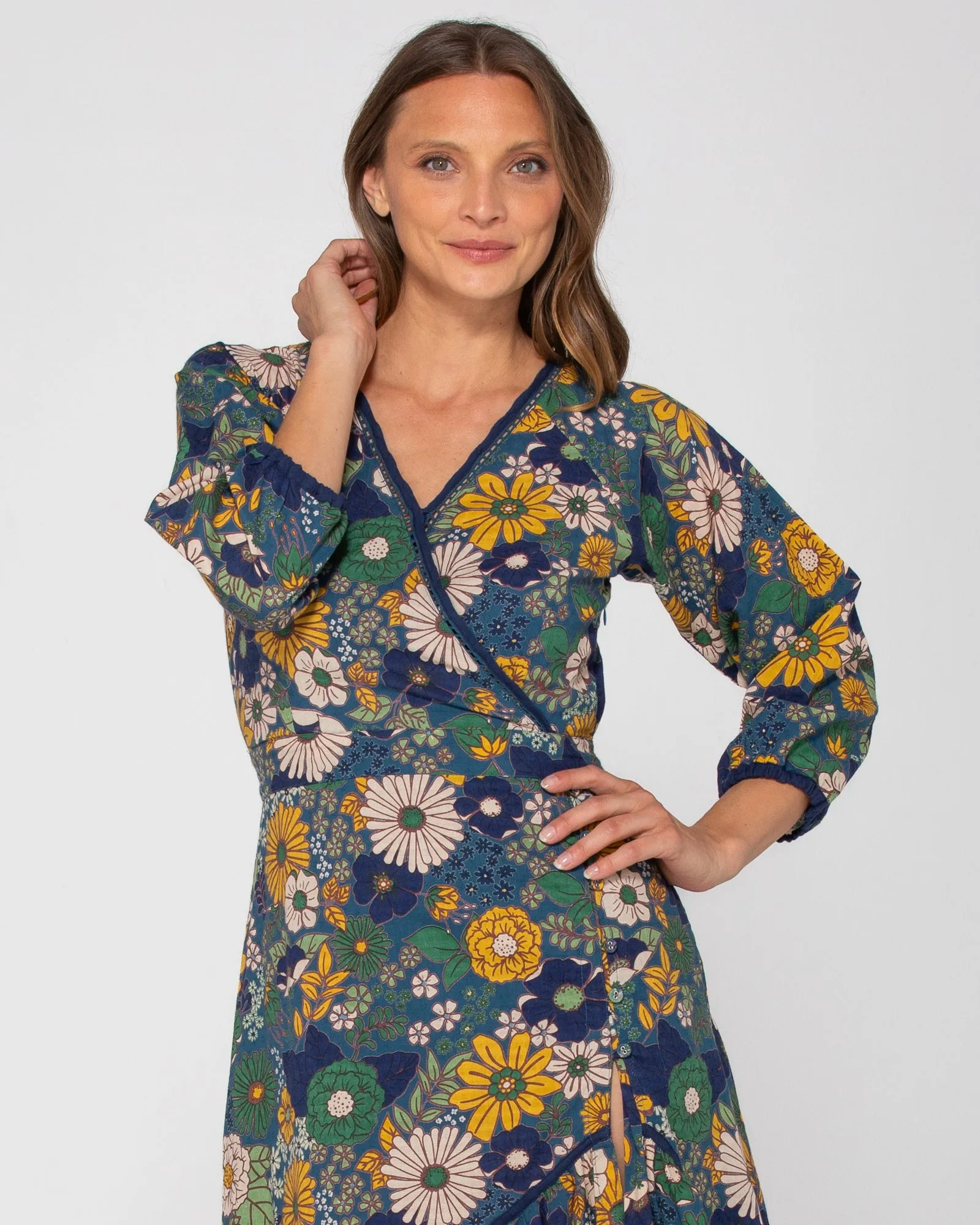 Winter Sumatra Dress - Blue Aurelia